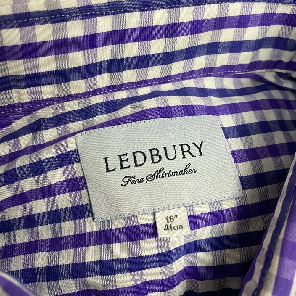 Ledbury Purple Checkered Men's Dress Shirt - Picture 3 of 3